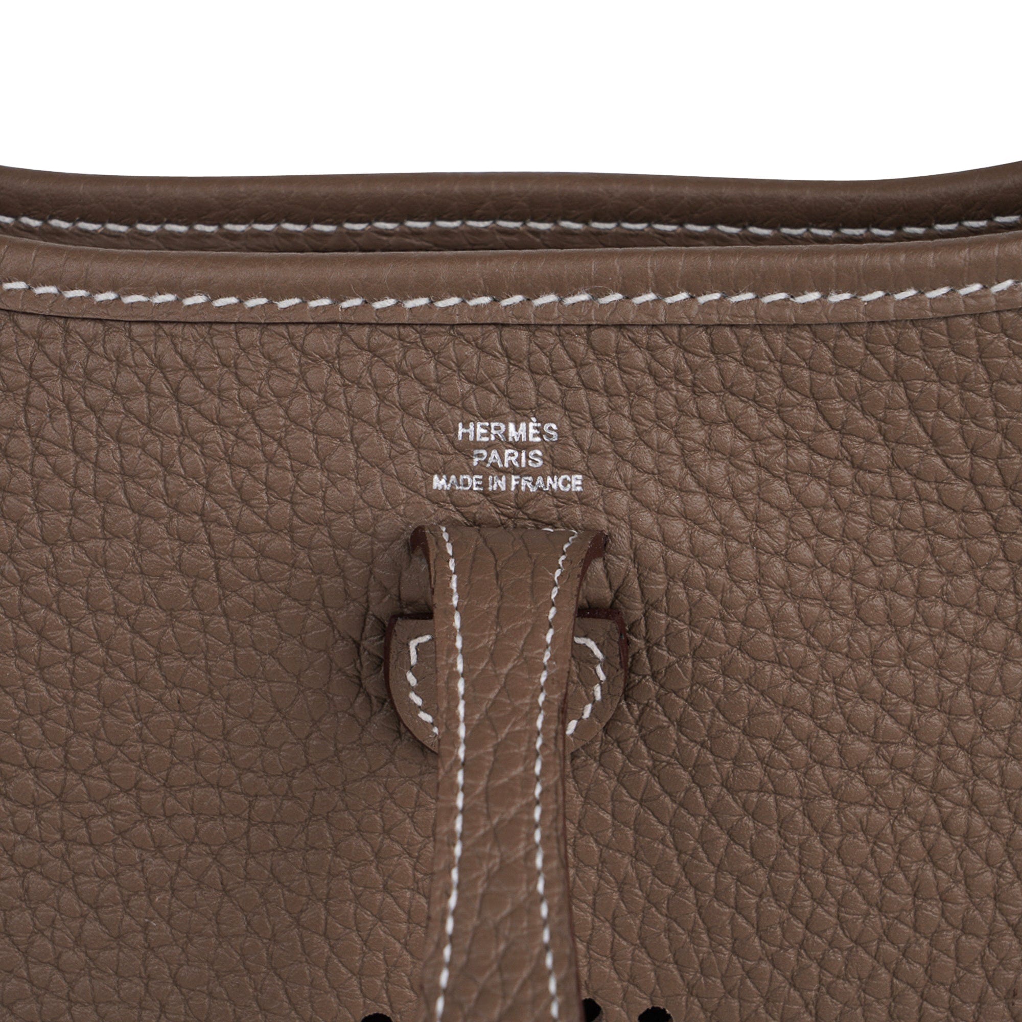 Mini Evelyne TPM Bag Etoupe Clemence Leather with Palladium Hardware