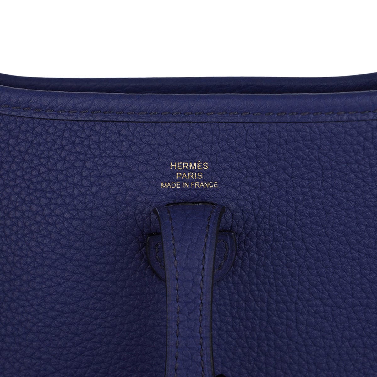 Hermes TPM Evelyne Mini Bag Blue Sapphire Blue Indigo Strap Clemence Leather with Gold Hardware