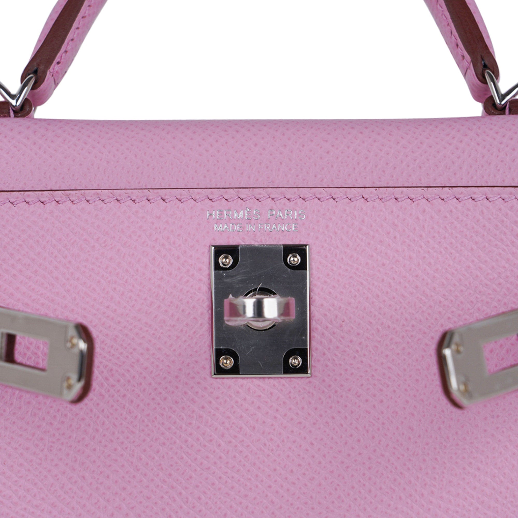 Mini Kelly 20 Bag Sellier Mauve Sylvestre Epsom with Palladium Hardware