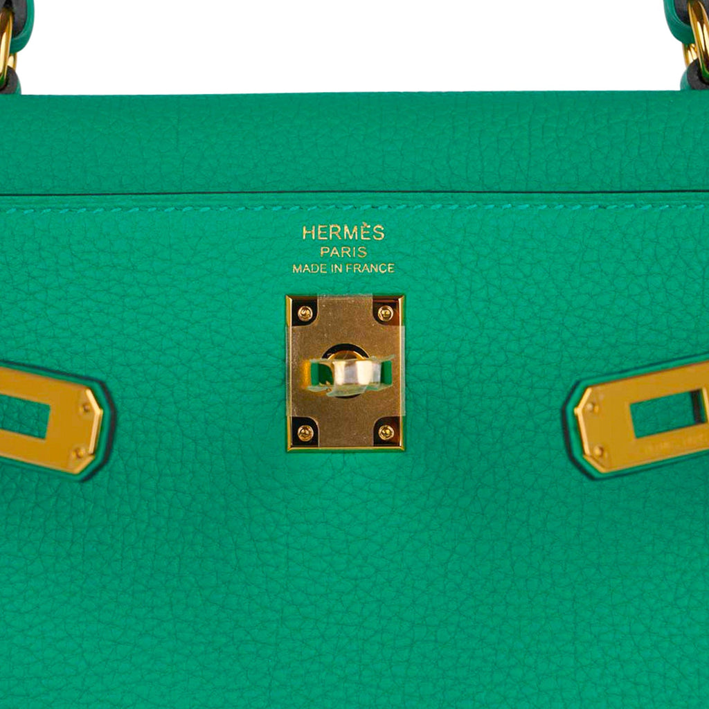 Kelly Retourne 25 Bag Menthe Togo Gold Hardware New w/Box