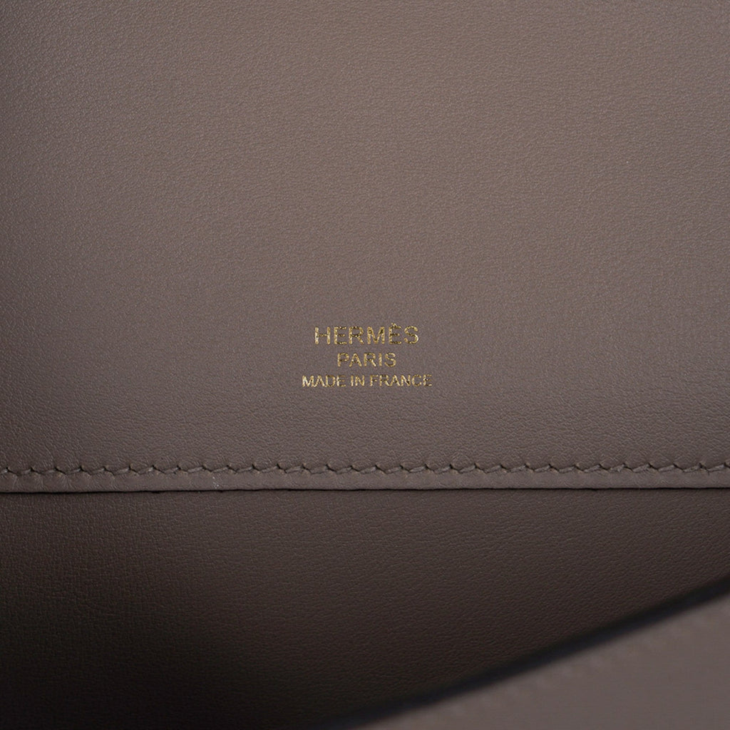 Kelly Cut Bag Gris Asphalte Gray Clutch Swift Gold Hardware