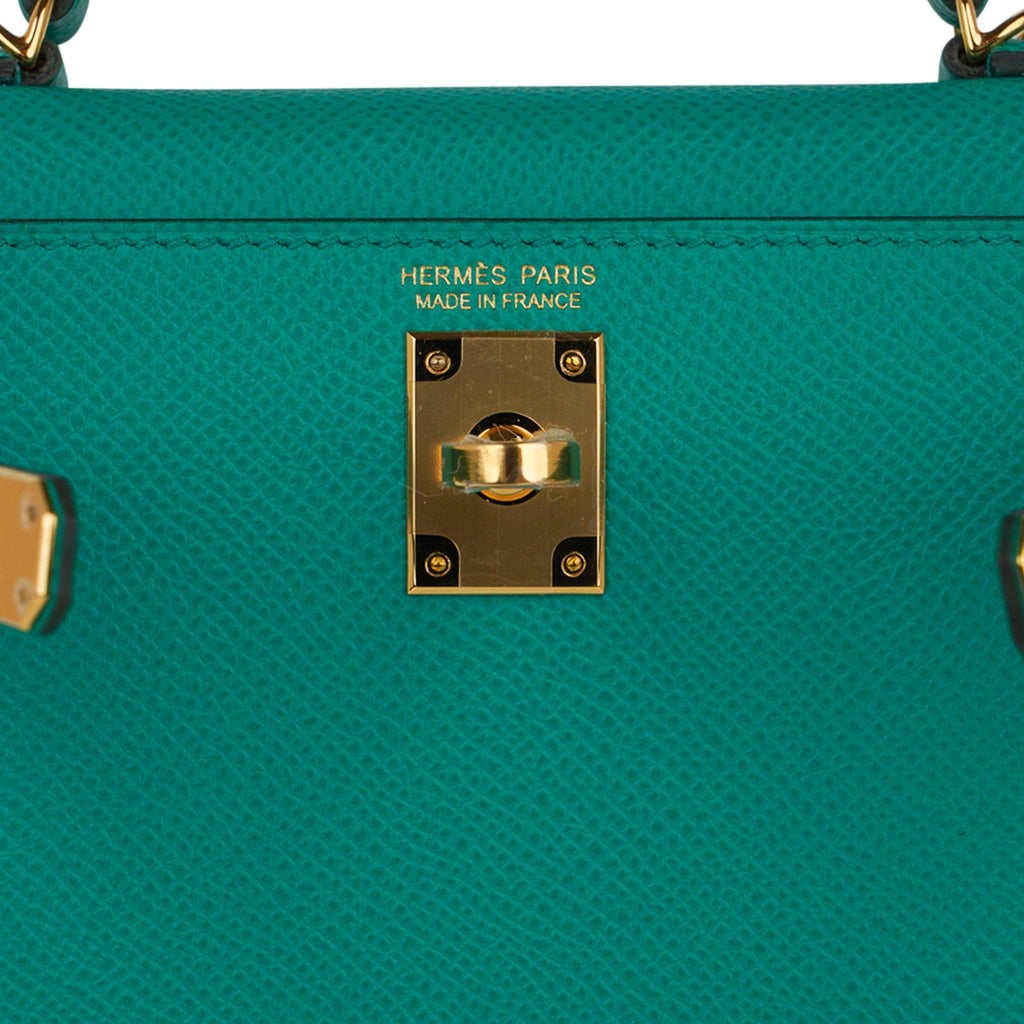 Kelly 20 Mini Sellier Bag Jade Epsom Leather Gold Hardware New w/Box