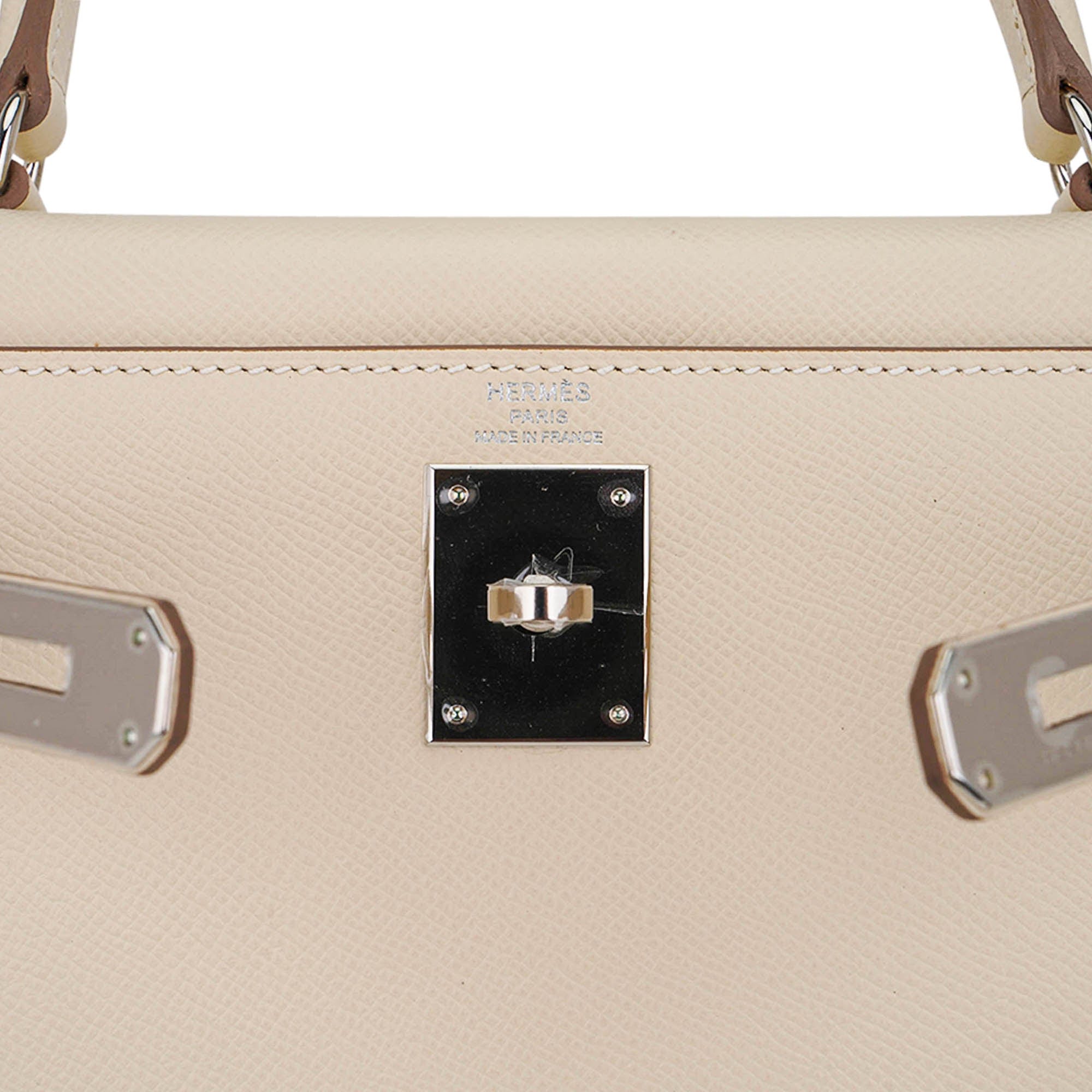 Kelly 28 Bag Sellier Craie Epsom Leather with Palladium Hardware