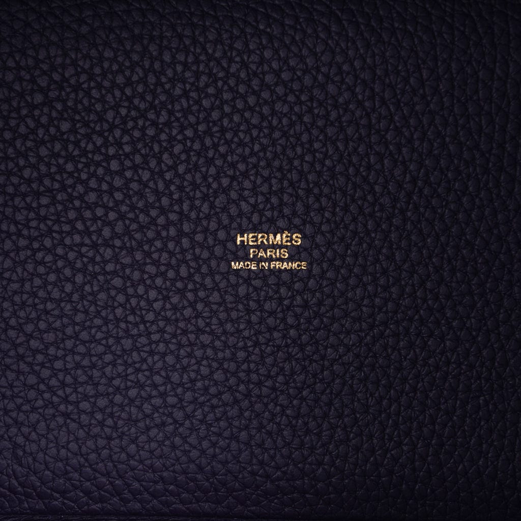 Picotin Lock 18 Blue Nuit Tote Bag Gold Hardware Clemence Leather