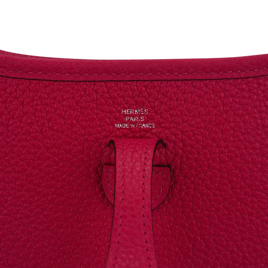 Mini Evelyne III TPM Bag Framboise Clemence Leather with Palladium Hardware