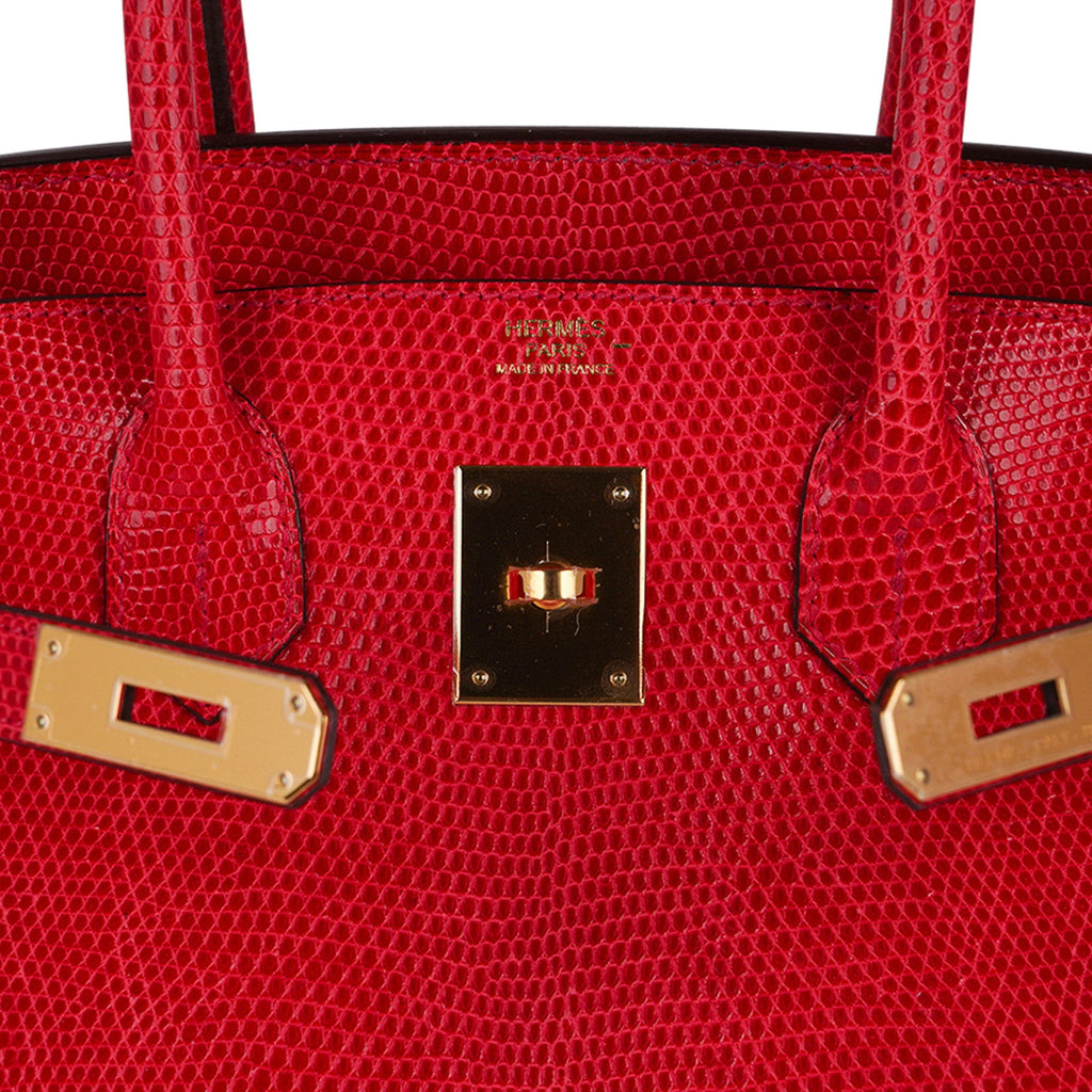 Birkin 30 Bag Rouge Exotique Lizard Limited Edition Gold Hardware Rare