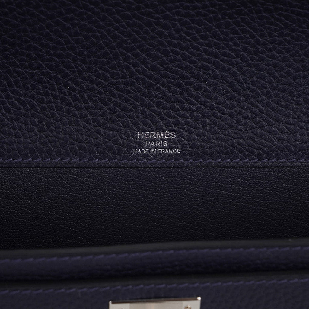 Kelly Depeches 25 Pouch Blue Ocean Galop D’Vache Leather with Palladium Hardware