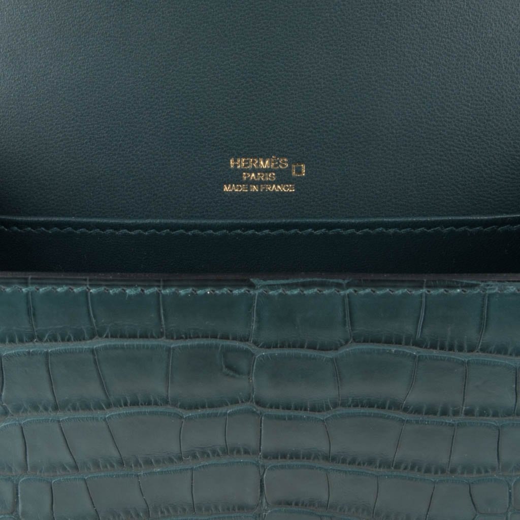 Mini Roulis Bag Vert Cypress Alligator (Convertible Shoulder to Crossbody)