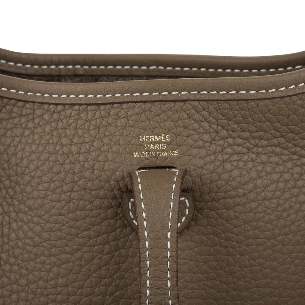 Mini Evelyne TPM Etoupe Clemence Leather Navy Strap Gold Hardware