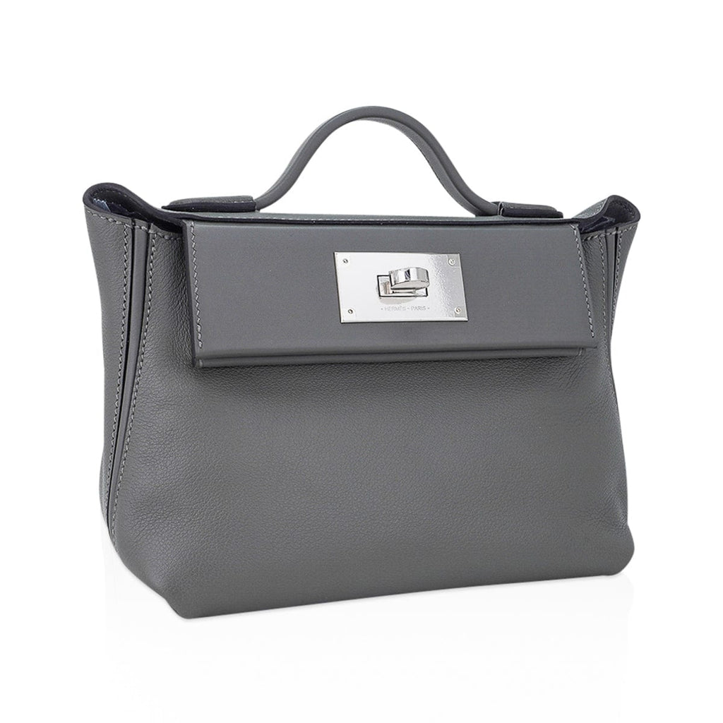 Mini 24/24 21 Bag Gris Meyer Evercolor & Swift Leather with Palladium Hardware