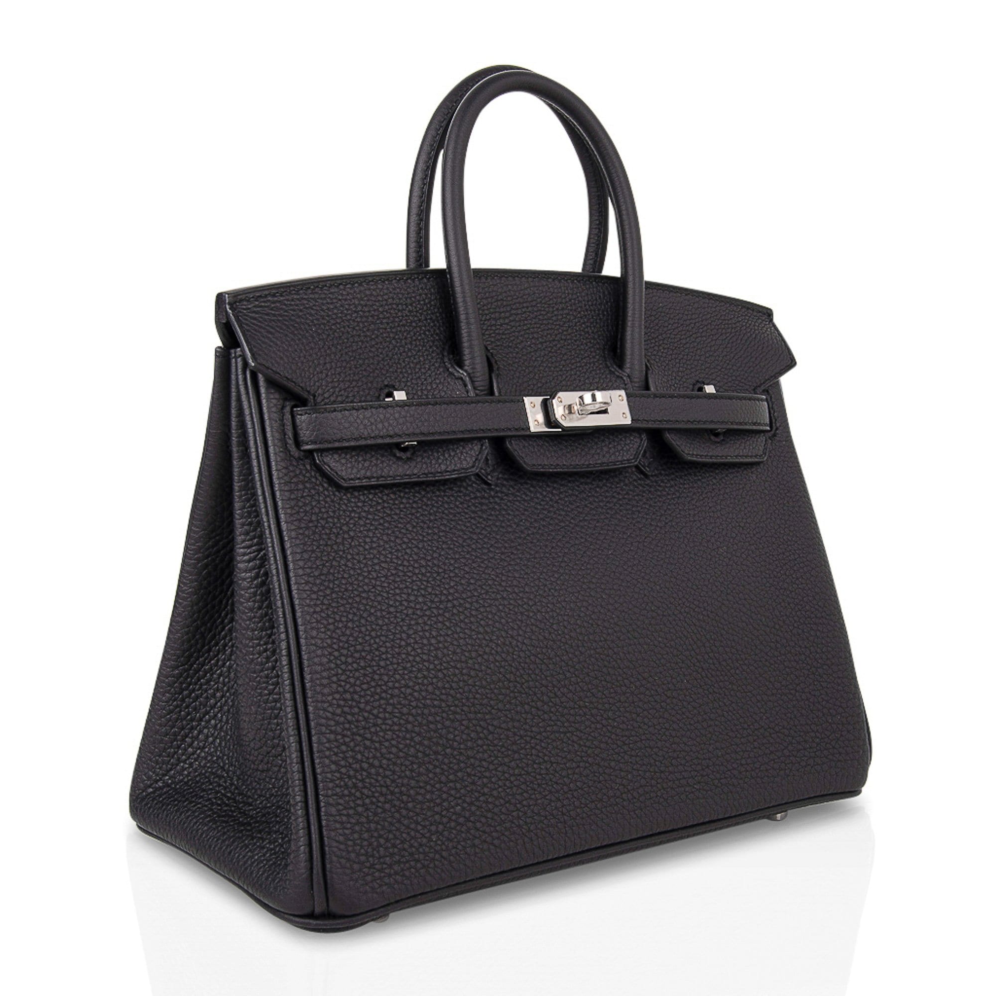 Birkin 25 Bag Black Palladium Hardware Togo Leather