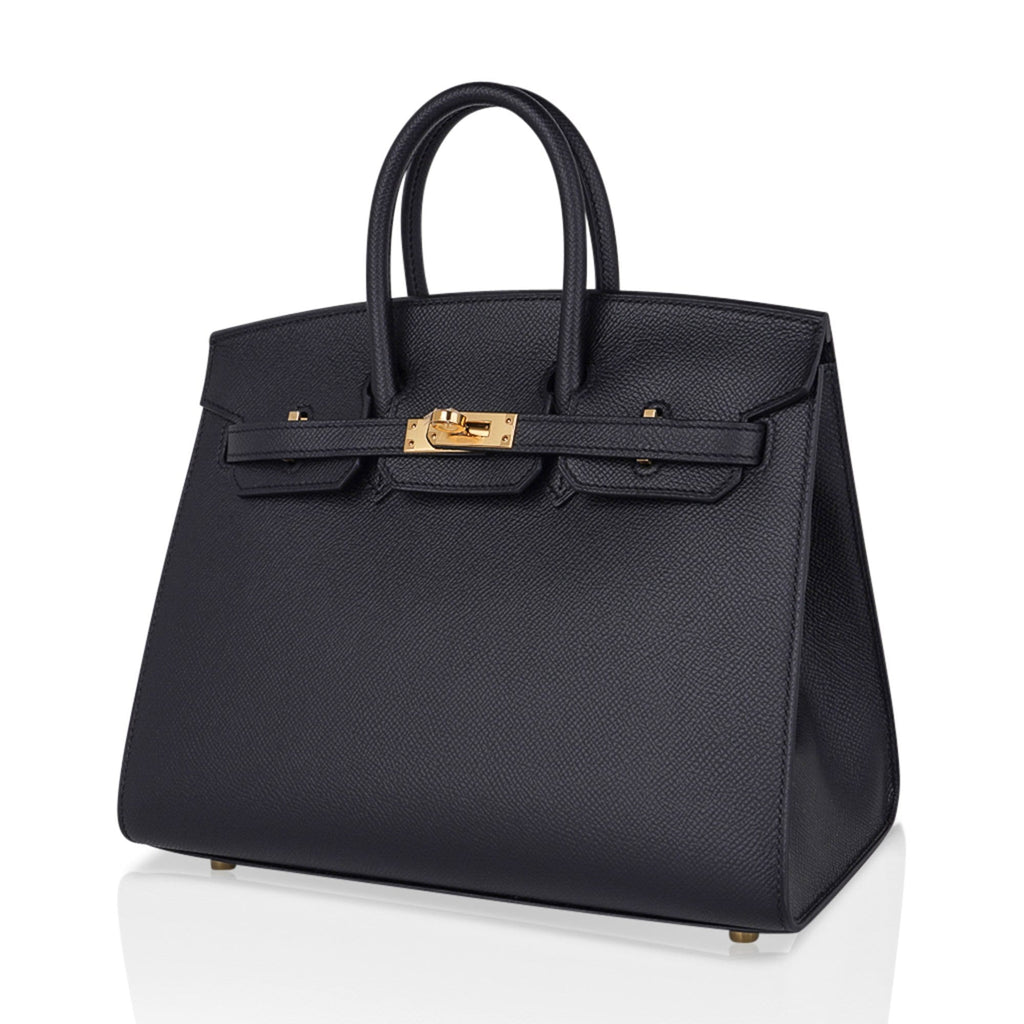 Birkin Sellier 25 Black Gold Hardware Epsom Leather New w/Box
