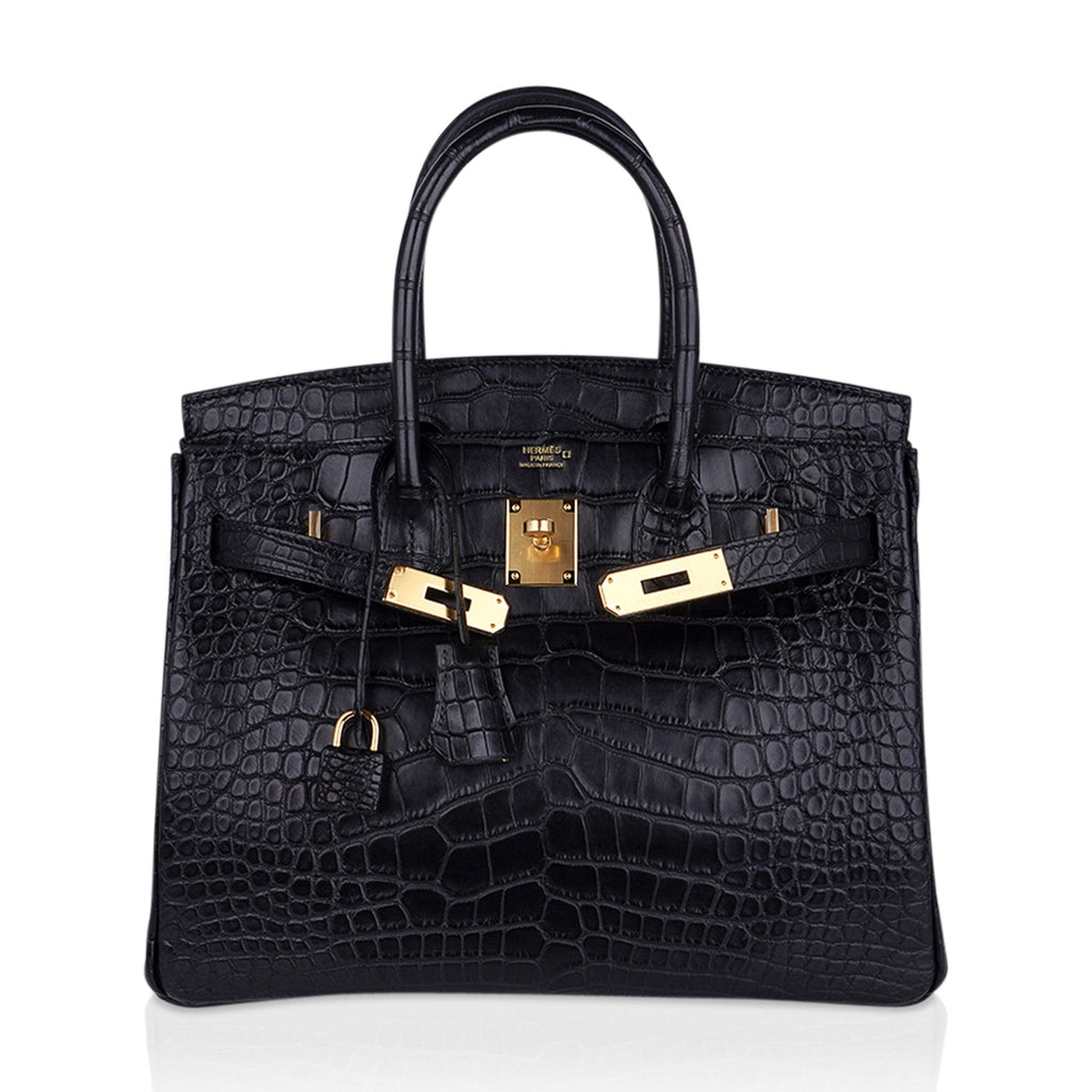 Birkin 30 Matte Alligator Black Bag Gold Hardware