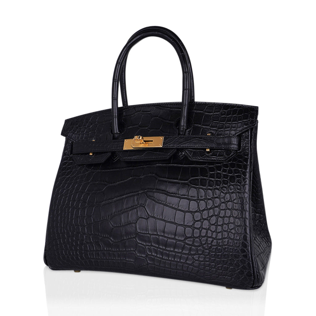 Birkin 30 Matte Alligator Black Bag Gold Hardware