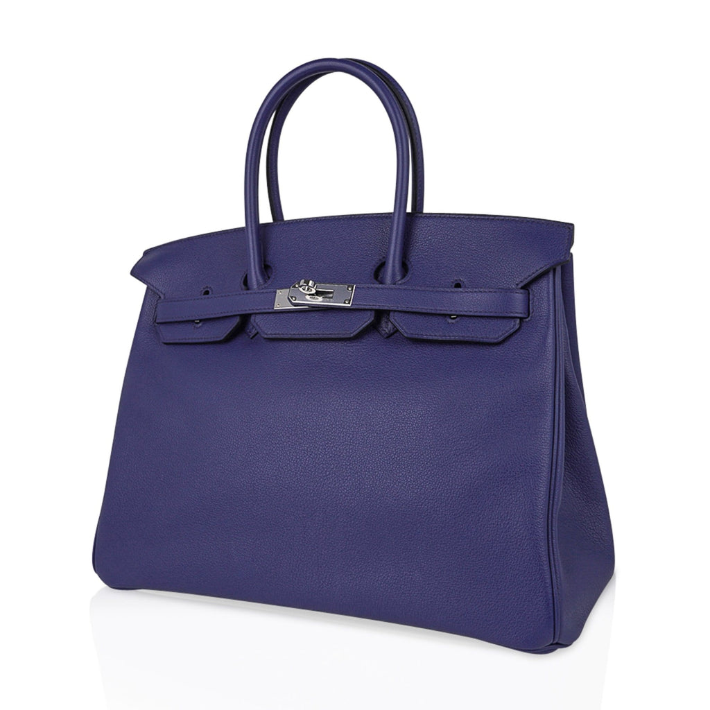 Limited Edition Birkin 35 Bag Blue Sapphire Taurillon Novillo Leather & Toile Sea Surf & Fun