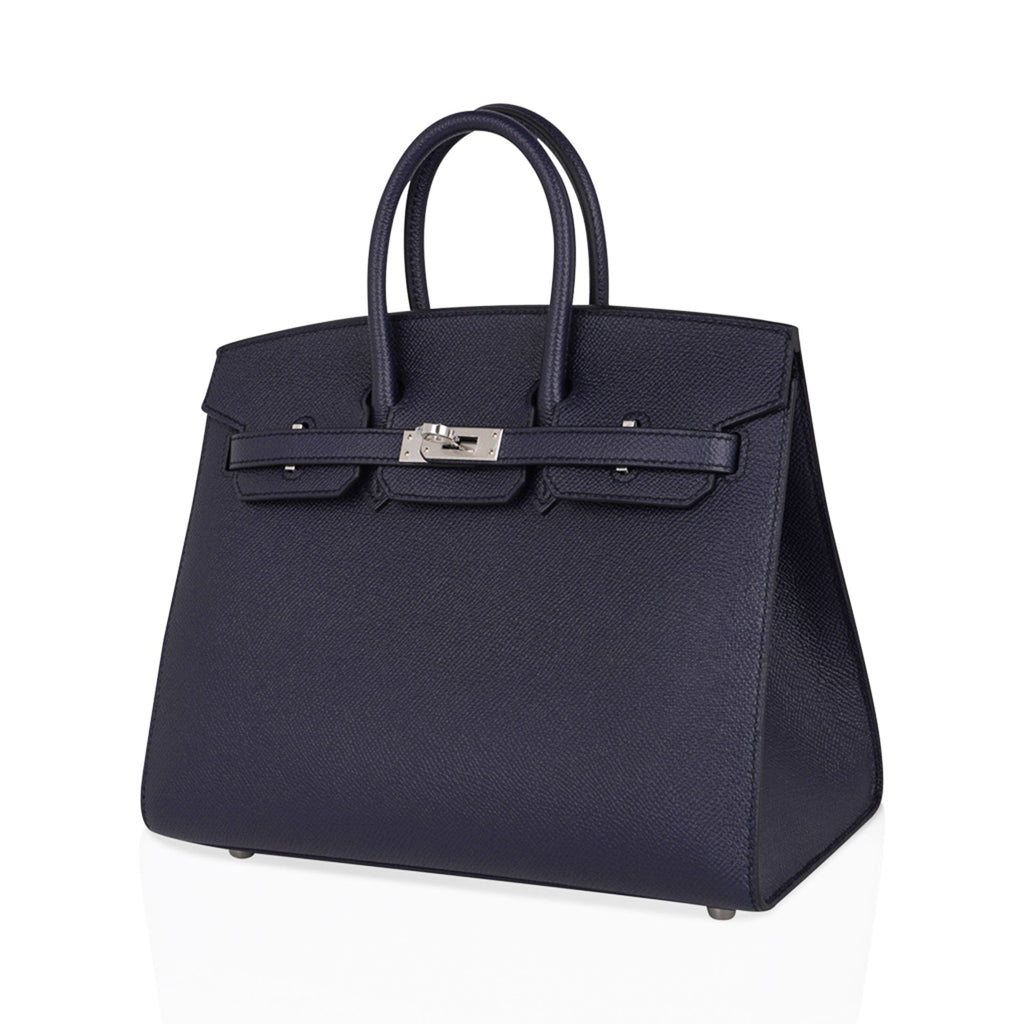 Birkin Sellier 25 Bag Blue Indigo Epsom Leather with Palladium Hardware