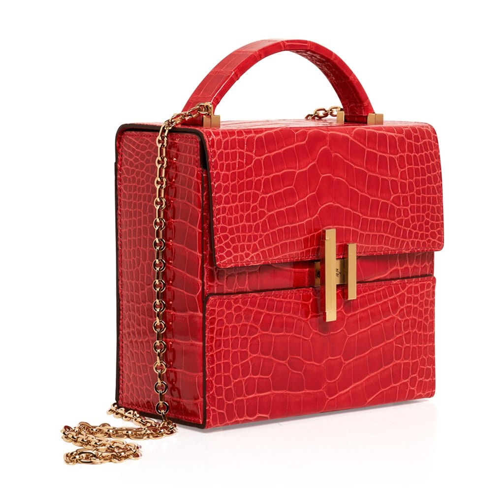 Cinhetic Bag Rouge de Coeur Shiny Alligator Permabrass Hardware New w/Box