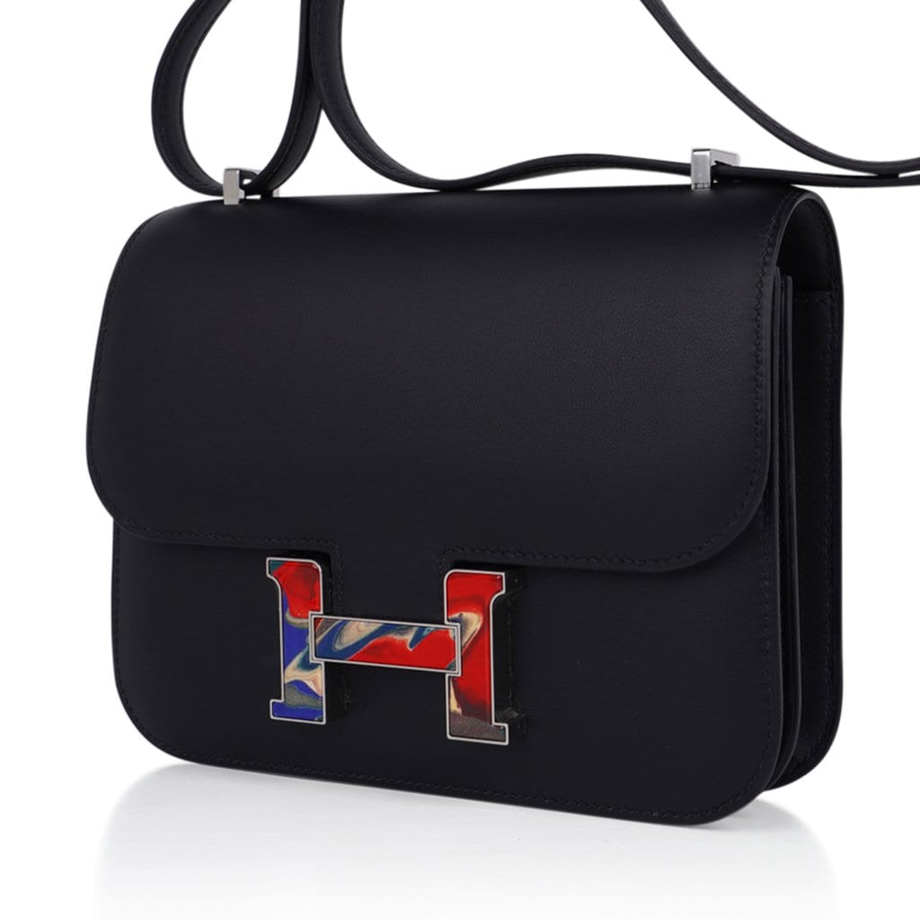 Constance Bag 18 Marbled Buckle Black Swift Limited Edition New / Box