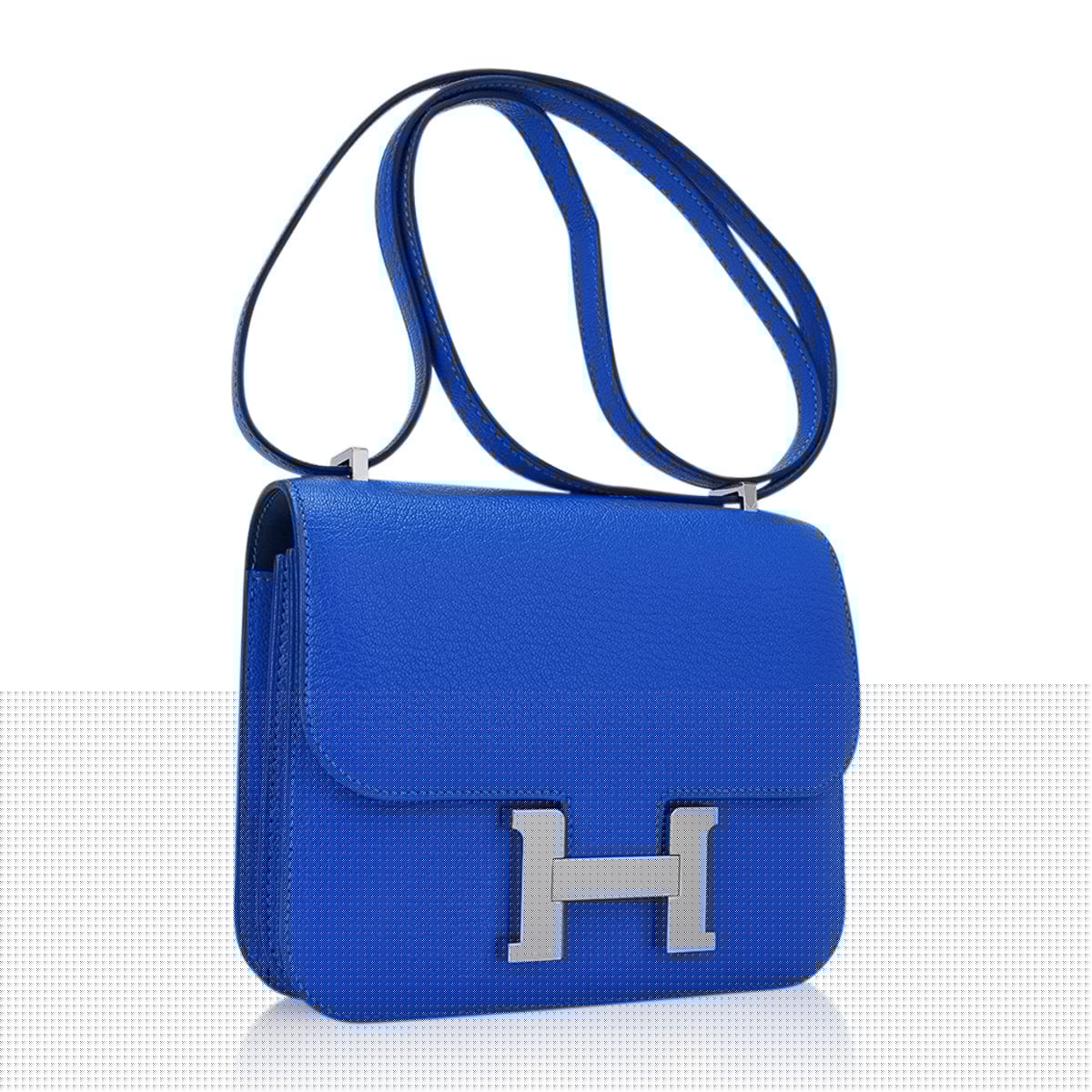 Verso Mini Constance 18 Bag Bleu Hydra and Deep Bleu Chevre Leather with Palladium Hardware