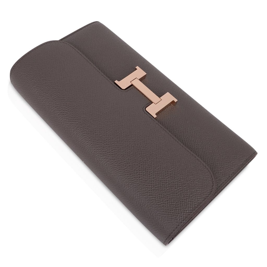 Constance Long To Go Wallet Etain Rose Gold Hardware Epsom New w/ Box