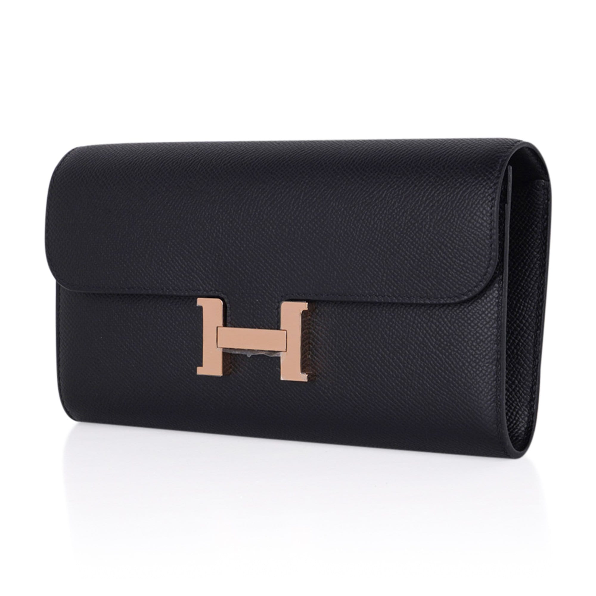 Constance Long To Go Wallet Black Rose Gold Hardware Epsom New w/ Box