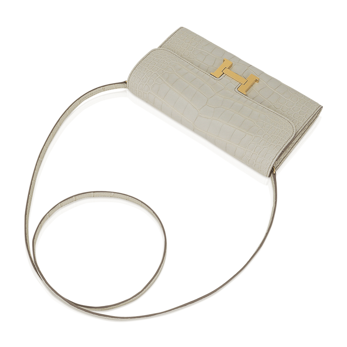 Constance Long To Go Wallet Beton Matte Alligator with Gold Hardware