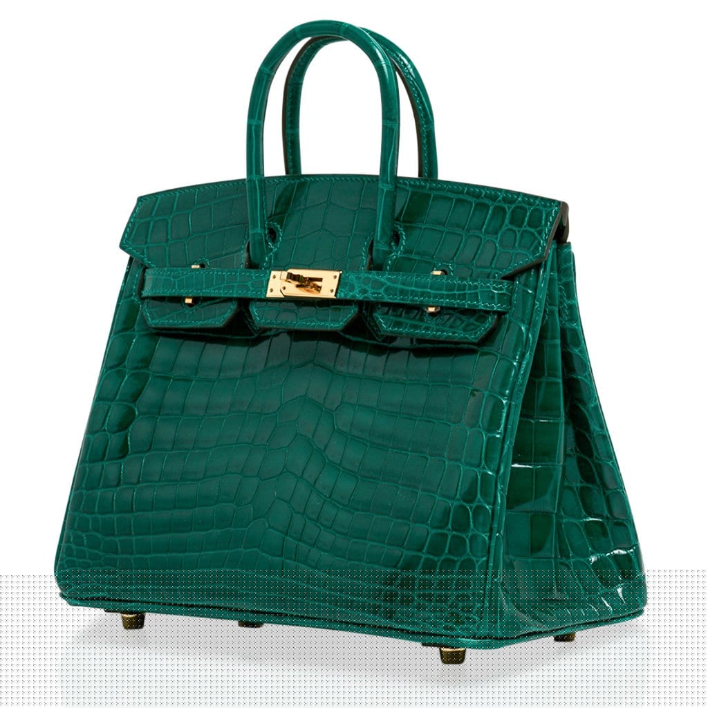 Birkin 25 Bag Emerald Crocodile Gold Hardware