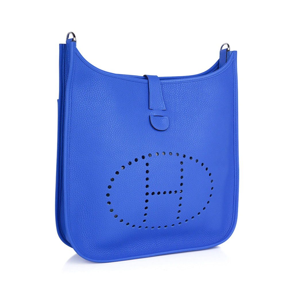 Evelyne GM Bag Blue Hydra Clemence Leather with Palladium Hardware