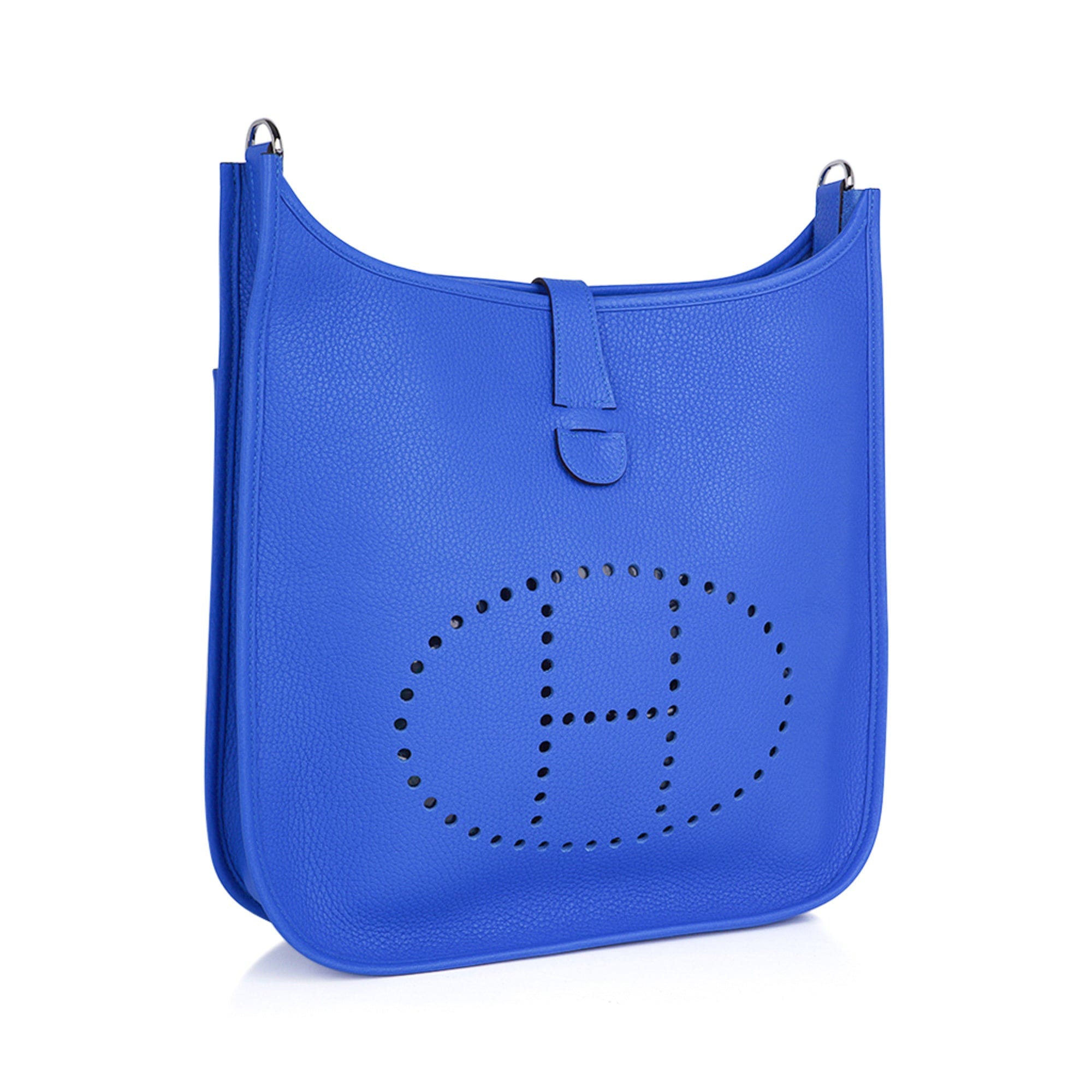 Evelyne GM Bag Blue Hydra Clemence Leather with Palladium Hardware
