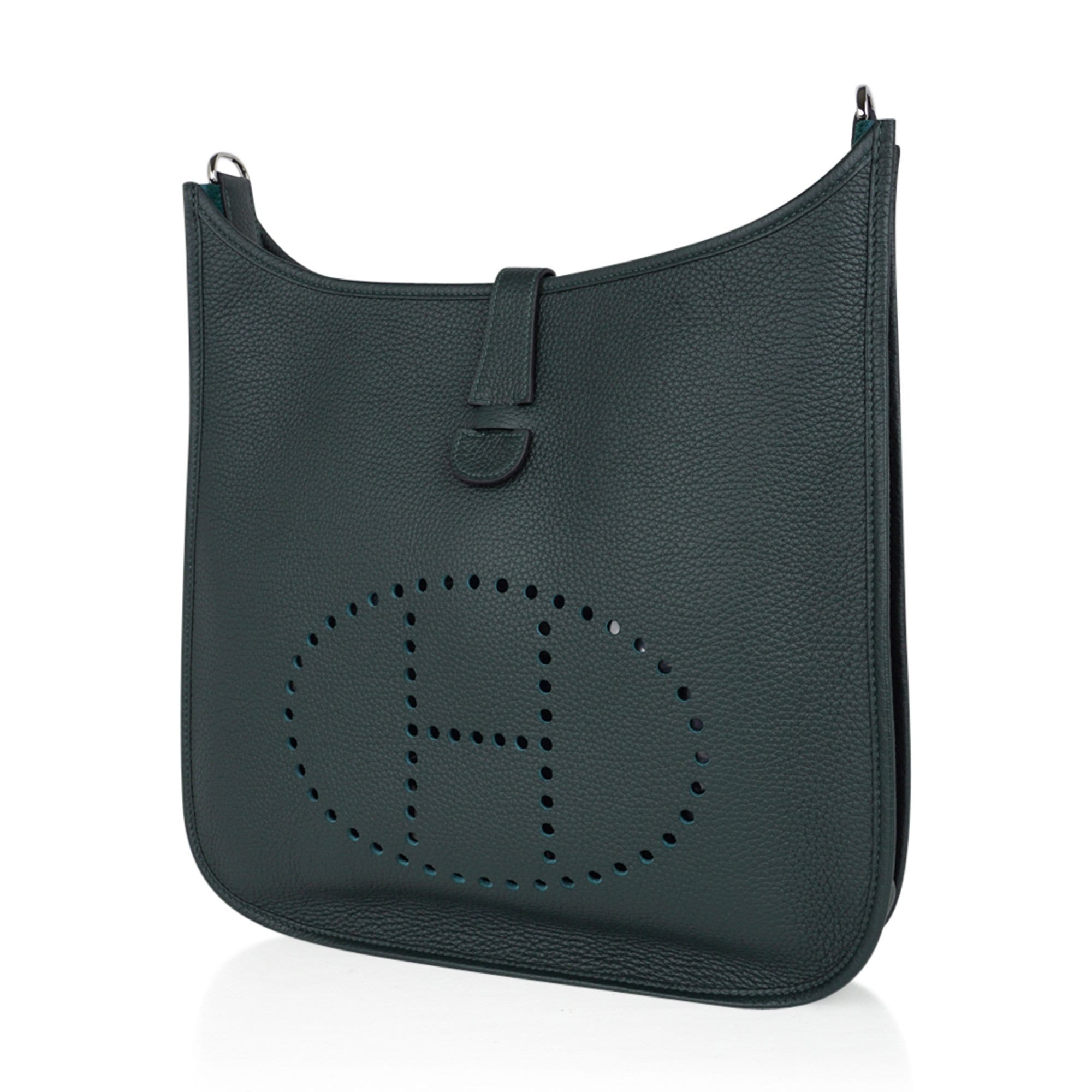 Bag Evelyne GM Vert Fonce Clemence Palladium Hardware New w/ Box