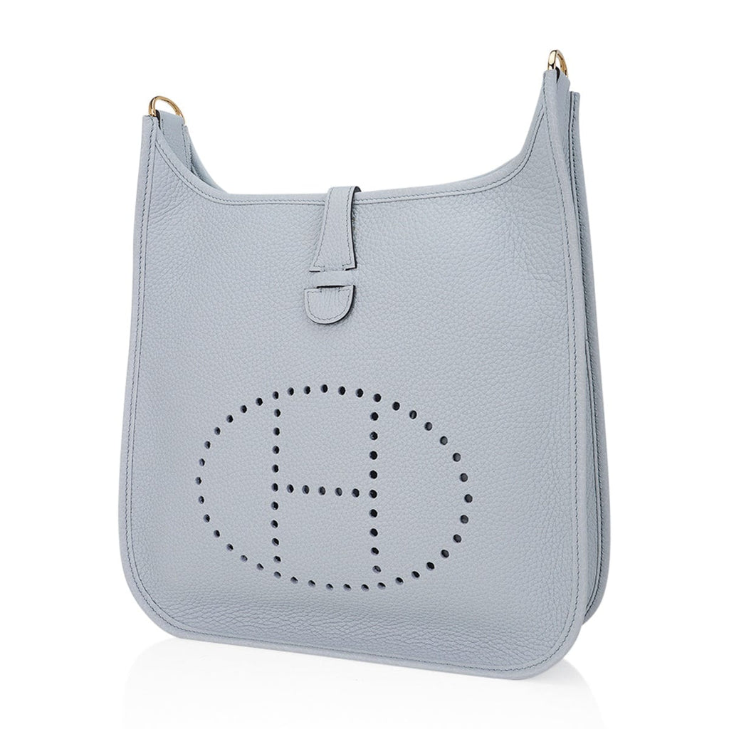 Evelyne PM Bag Blue Pale Clemence Leather with Gold Hardware