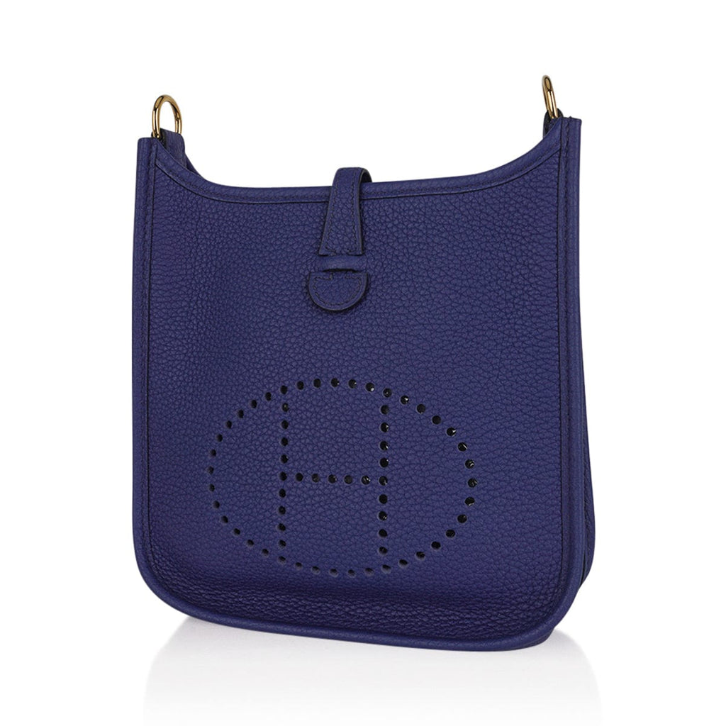 TPM Evelyne Mini Bag Blue Sapphire Blue Indigo Strap Clemence Leather with Gold Hardware