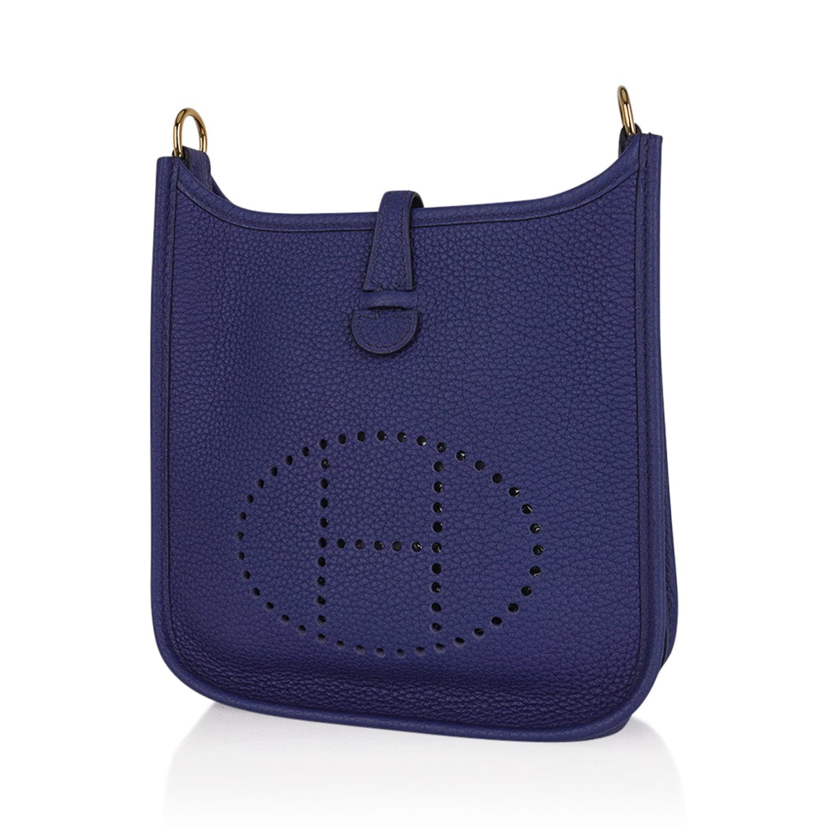 TPM Evelyne Mini Bag Blue Sapphire Blue Indigo Strap Clemence Leather with Gold Hardware