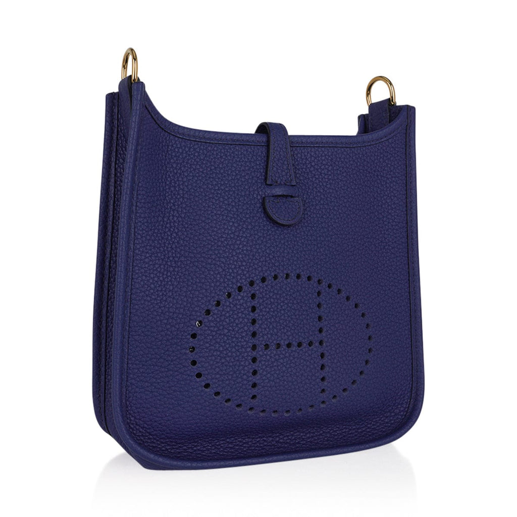 TPM Evelyne Mini Bag Blue Sapphire Blue Indigo Strap Clemence Leather with Gold Hardware