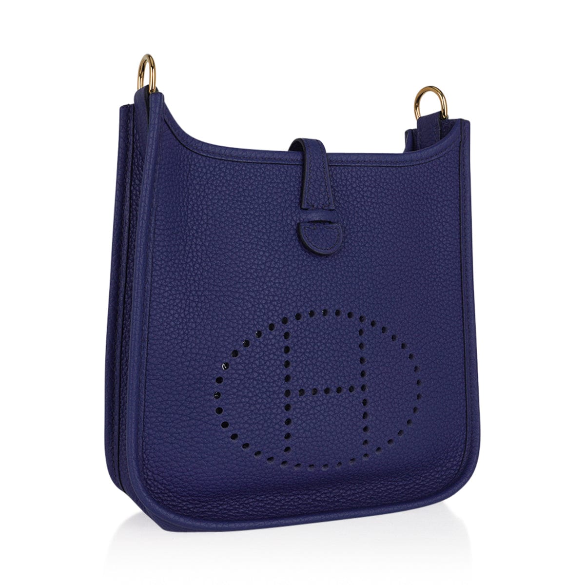TPM Evelyne Mini Bag Blue Sapphire Blue Indigo Strap Clemence Leather with Gold Hardware