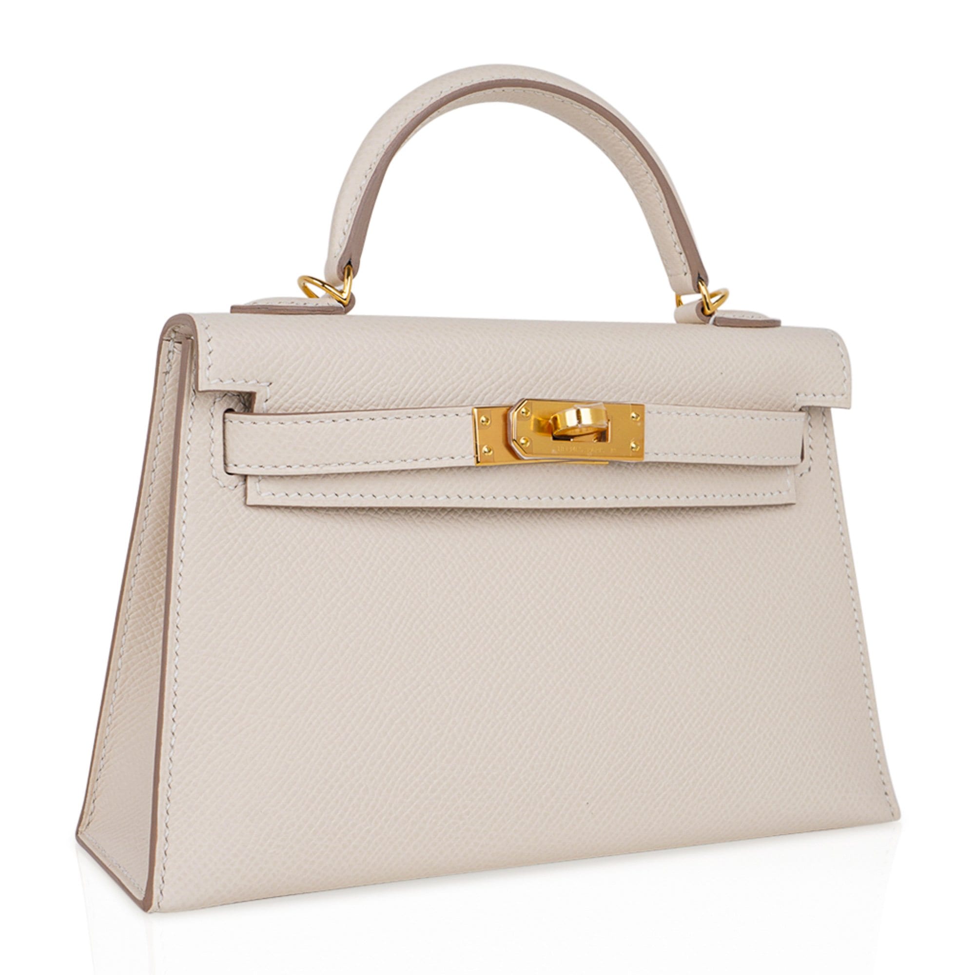 Kelly 20 Mini Sellier Bag Craie Epsom Leather Gold Hardware New w/Box