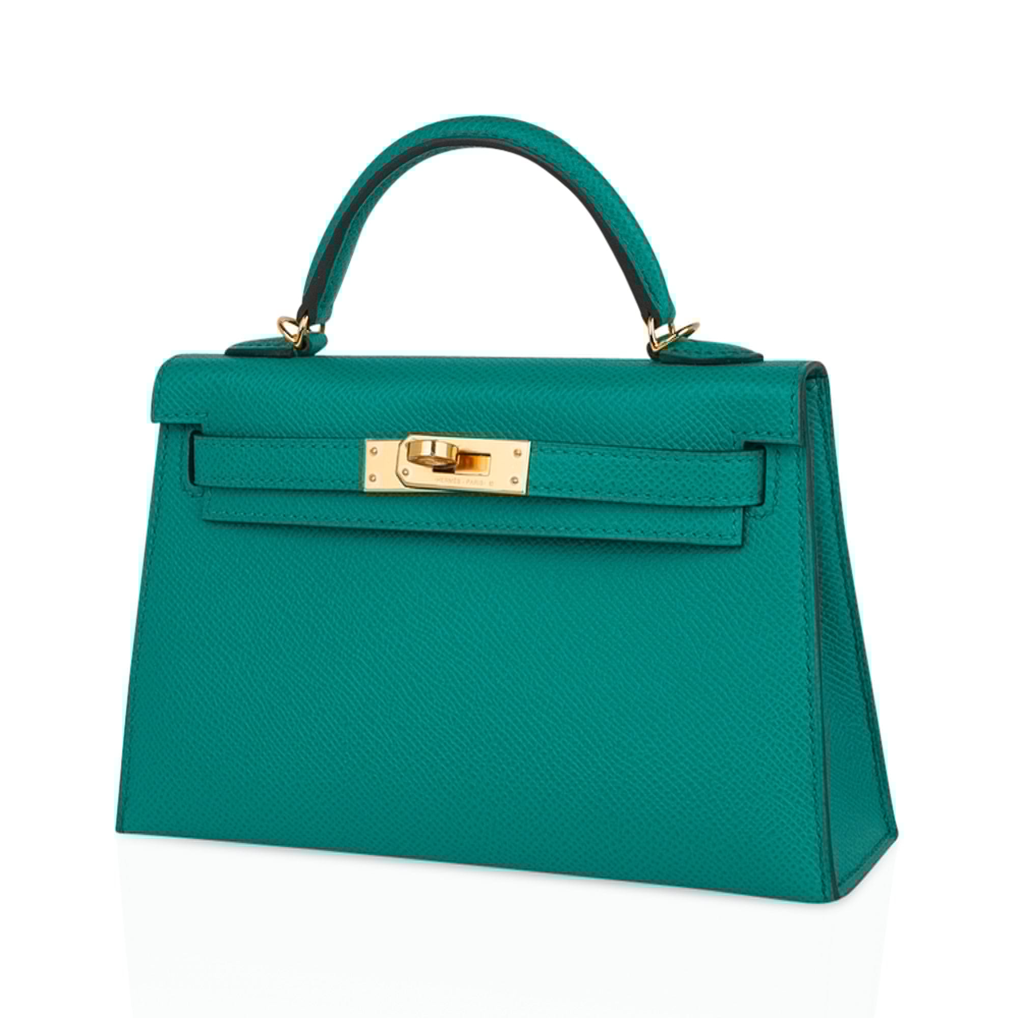 Kelly 20 Mini Sellier Bag Jade Epsom Leather Gold Hardware New w/Box
