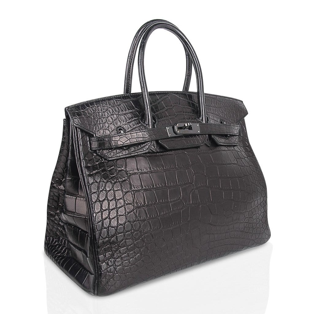 Birkin 35 Bag So Black Limited Edition Matte Black Alligator