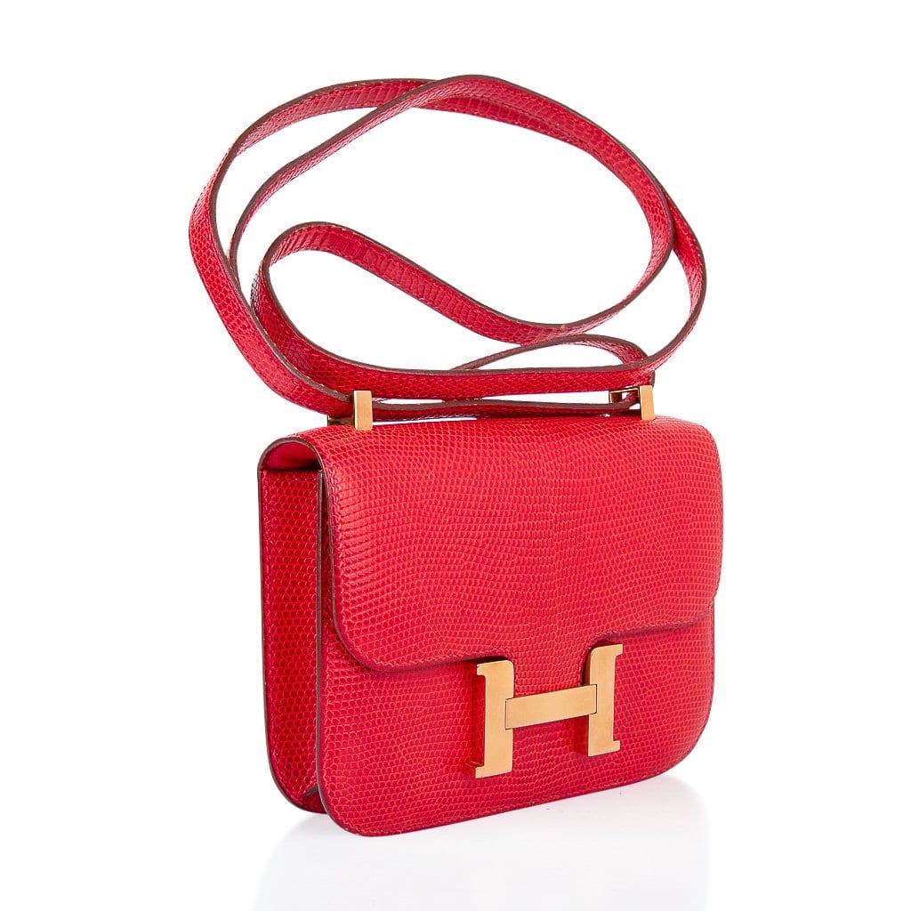 Vintage Limited Edition Micro Constance Bag Rouge Lizard with Gold Hardware