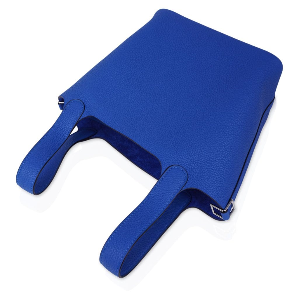 Picotin Lock 18 Bag Blue Zellige Tote Clemence Palladium Hardware