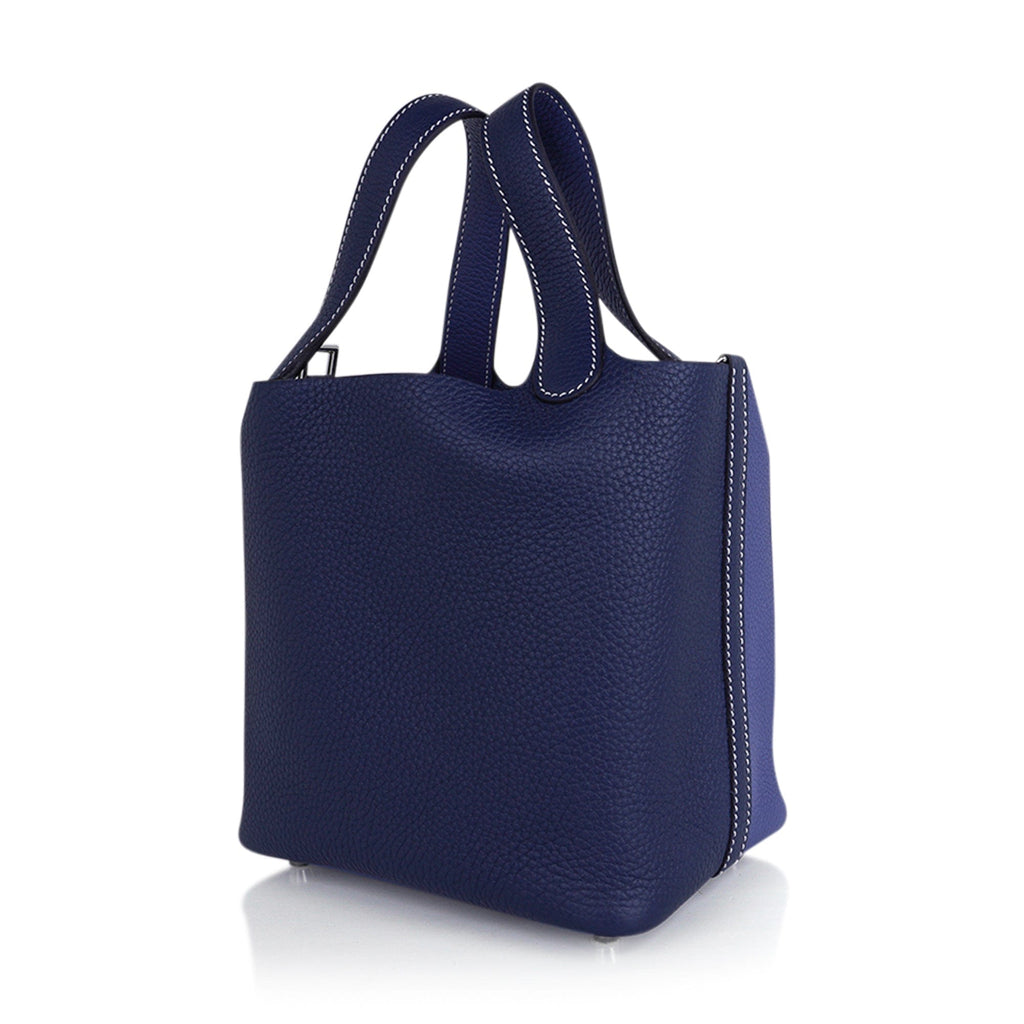 Picotin Eclat Lock 18 Bag Blue Sapphire and Blue Brighton with Palladium Hardware