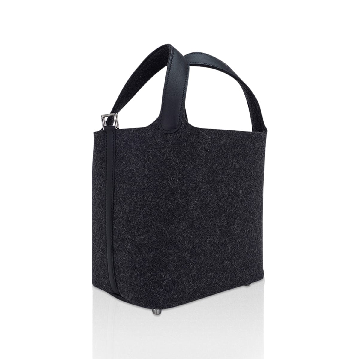 Picotin Lock Touch 18 Charcoal Gray Feutre with Swift Leather Tote Bag