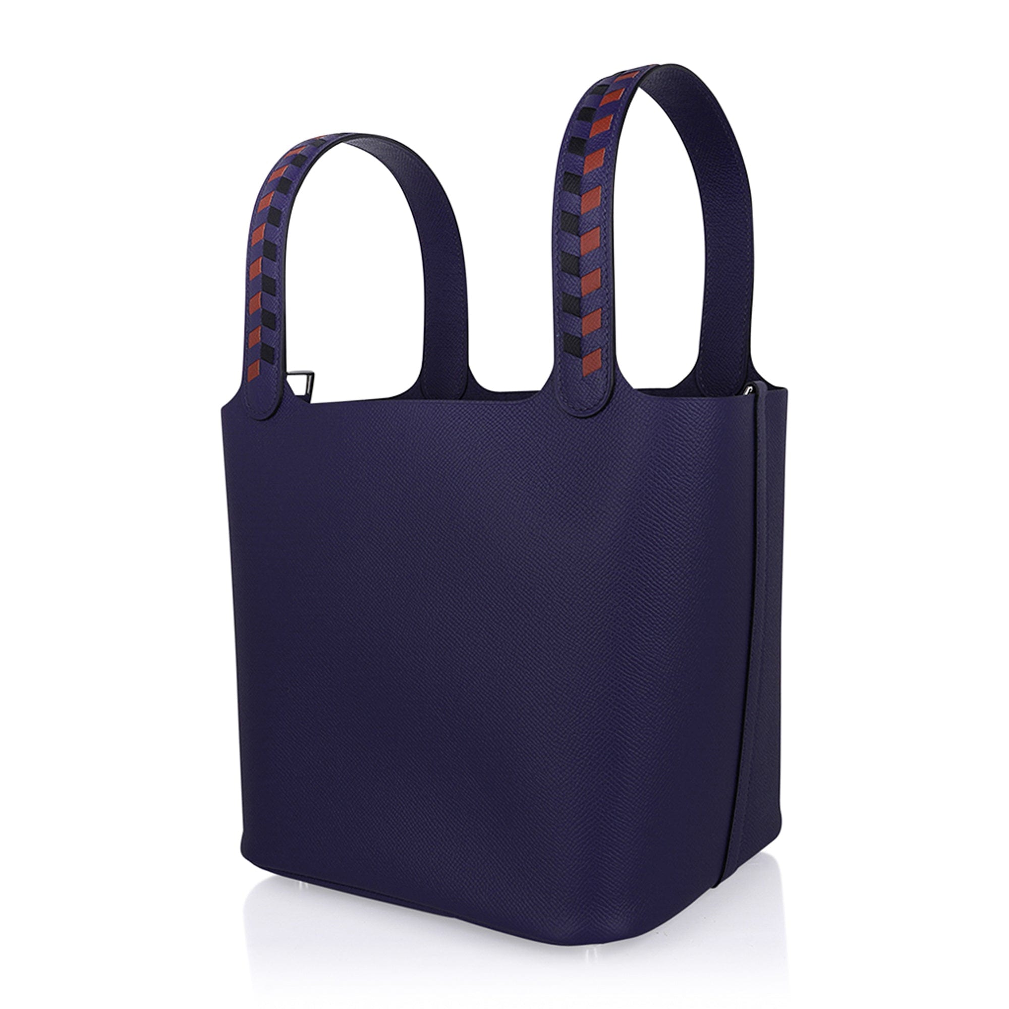 Picotin Lock 22 Bag Tressage Bleu Encre / Brique / Noir Palladium