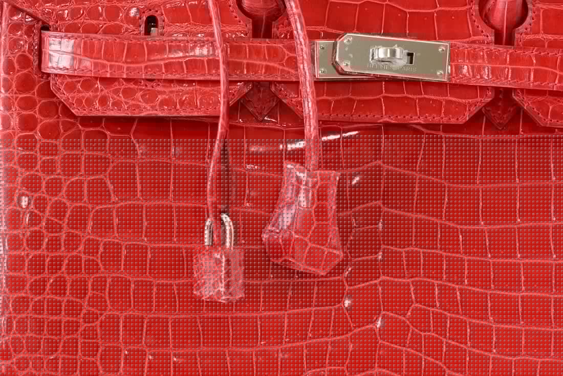 Birkin 35 Bag Porosus Crocodile Bougainvillea Palladium
