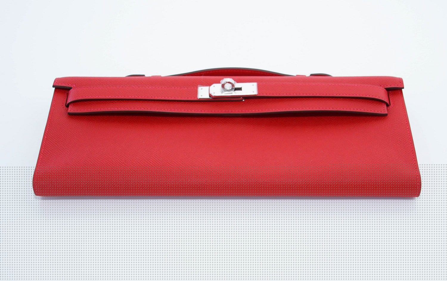 Kelly Cut Bag Clutch Rouge Casaque Epsom Palladium
