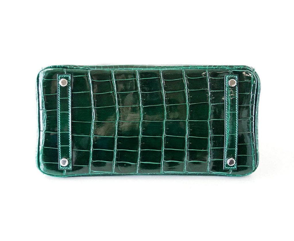 Birkin 30 Bag Emeraude Emerald Porosus Crocodile Palladium