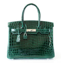 Birkin 30 Bag Emeraude Emerald Porosus Crocodile Palladium