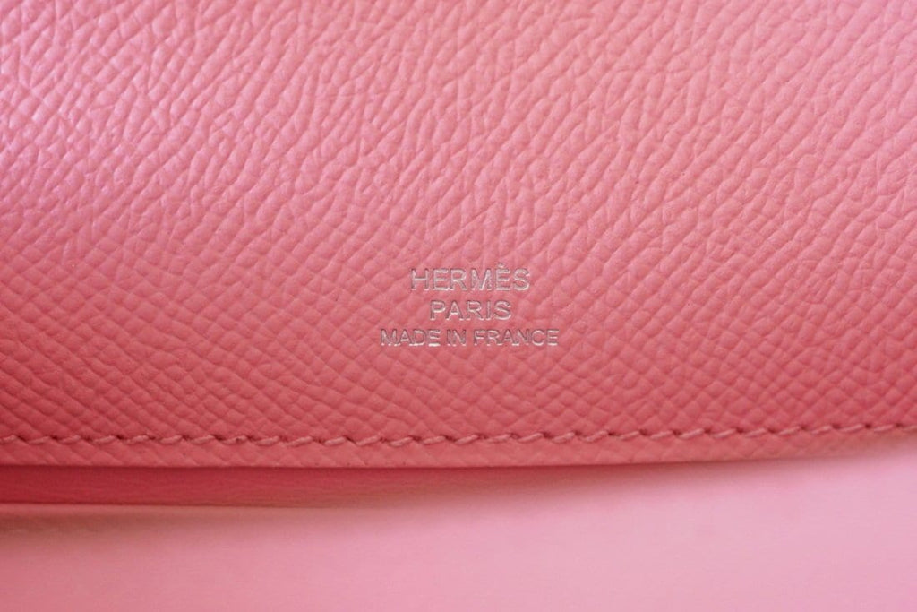 Kelly Pochette Clutch Bag Rose Confetti Pink Epsom Palladium