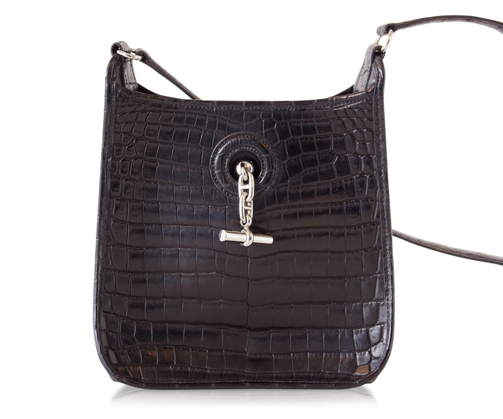 Vespa TPM Matte Black Crocodile Crossbody Shoulder Bag
