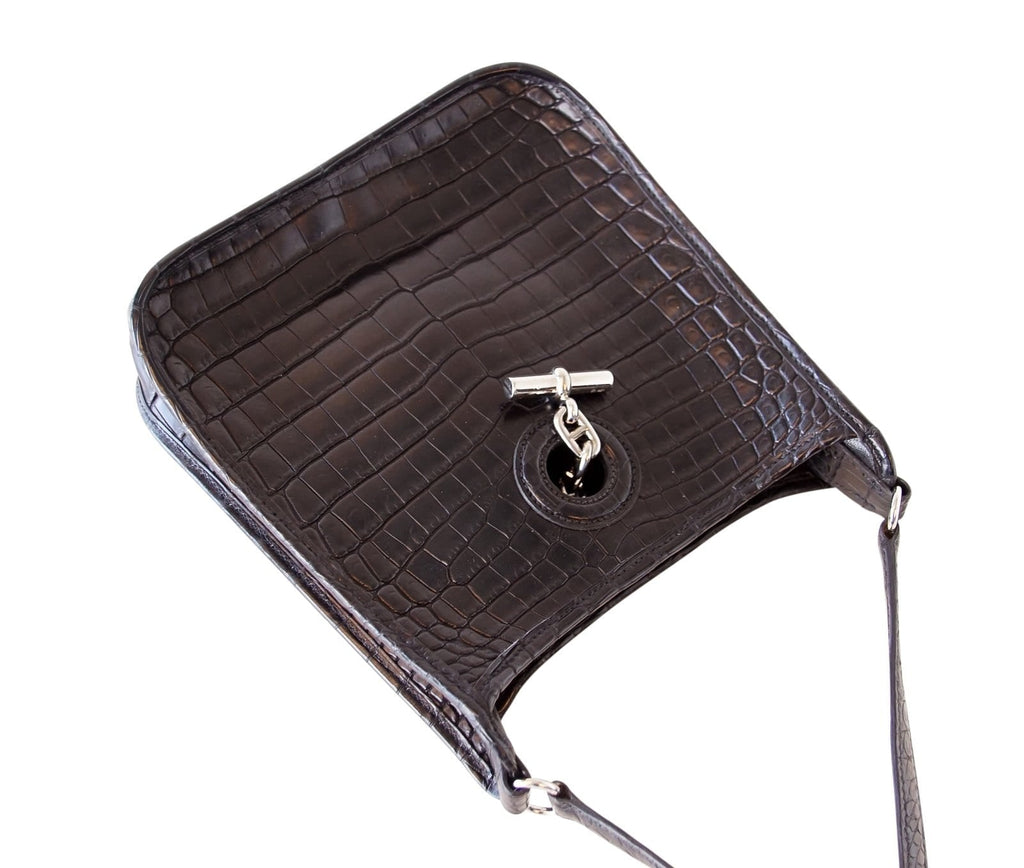 Vespa TPM Matte Black Crocodile Crossbody Shoulder Bag